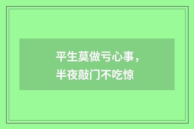 平生莫做亏心事，半夜敲门不吃惊