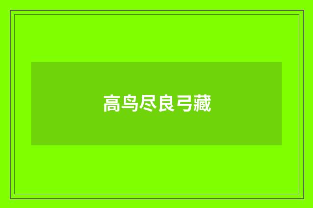 高鸟尽良弓藏