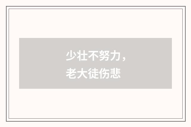 少壮不努力，老大徒伤悲