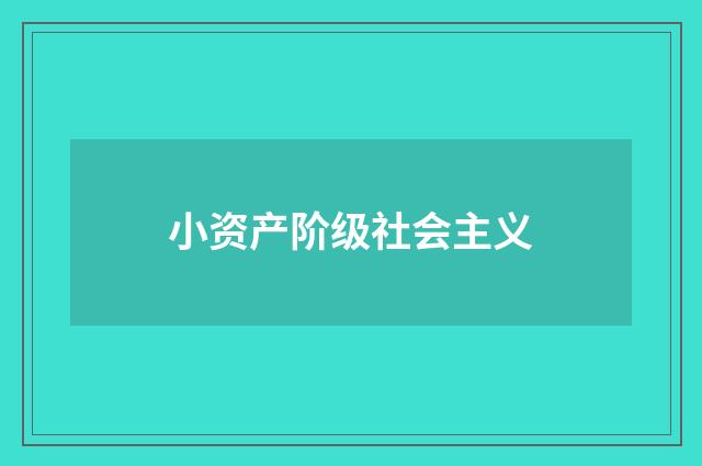 小资产阶级社会主义