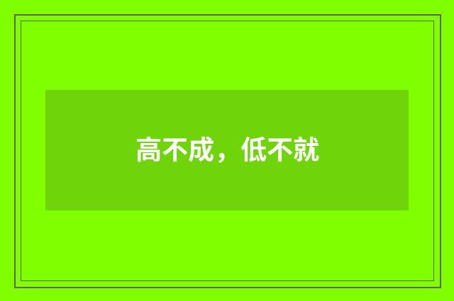 高不成，低不就