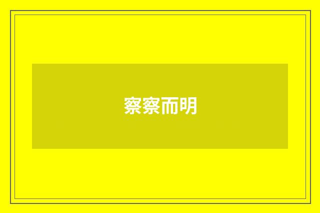 察察而明