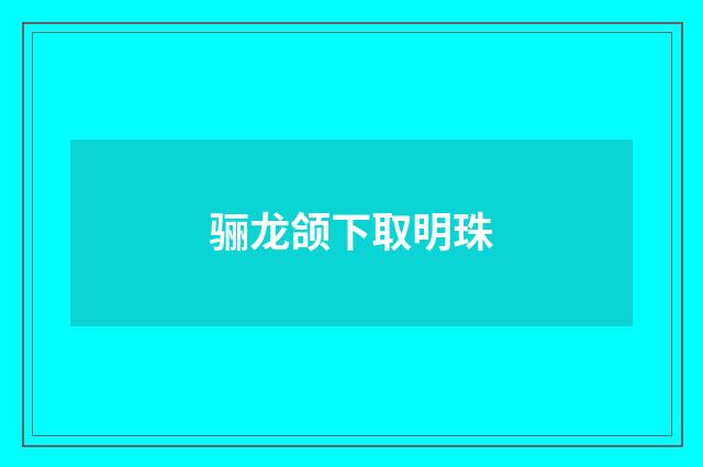 骊龙颌下取明珠