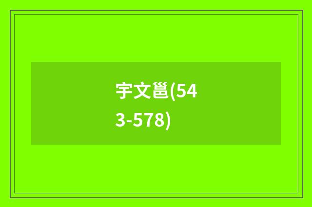 宇文邕(543-578)