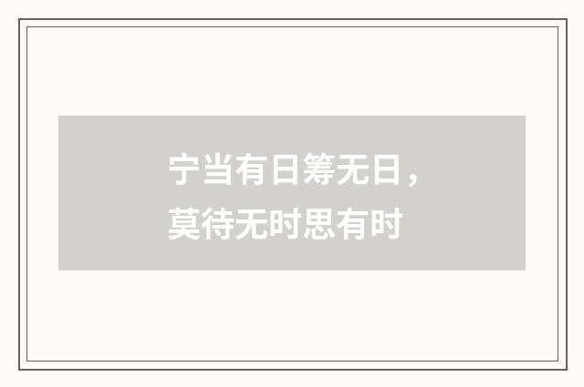 宁当有日筹无日，莫待无时思有时