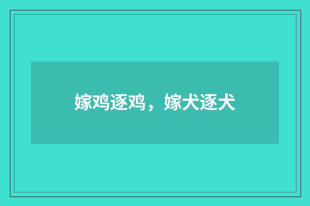 嫁鸡逐鸡，嫁犬逐犬