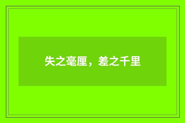 失之毫厘，差之千里