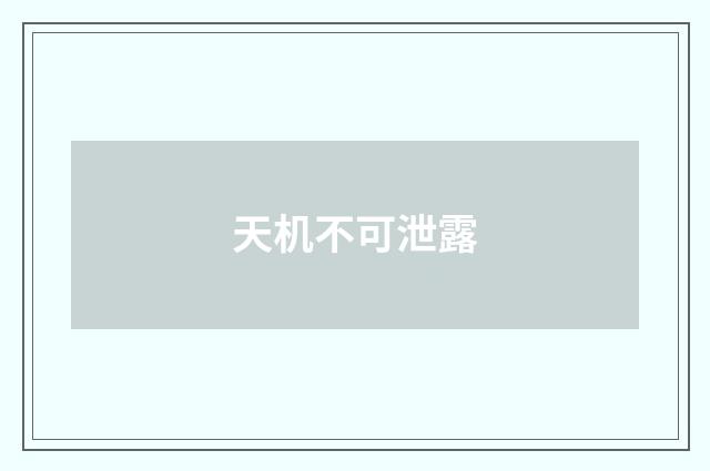 天机不可泄露