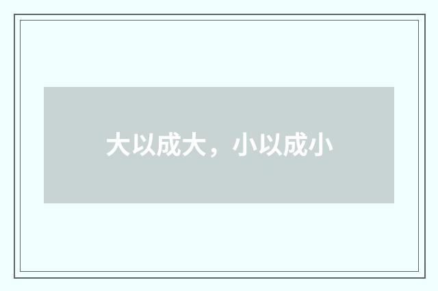 大以成大，小以成小