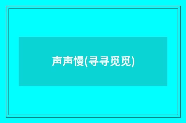 声声慢(寻寻觅觅)