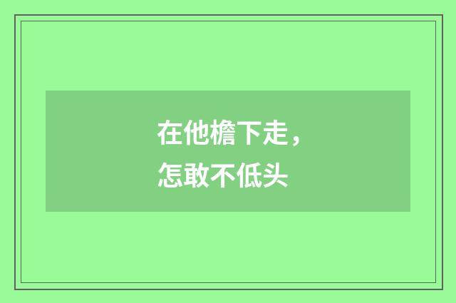 在他檐下走，怎敢不低头