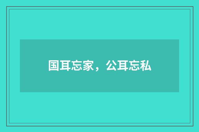 国耳忘家，公耳忘私