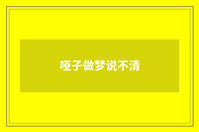 哑子做梦说不清