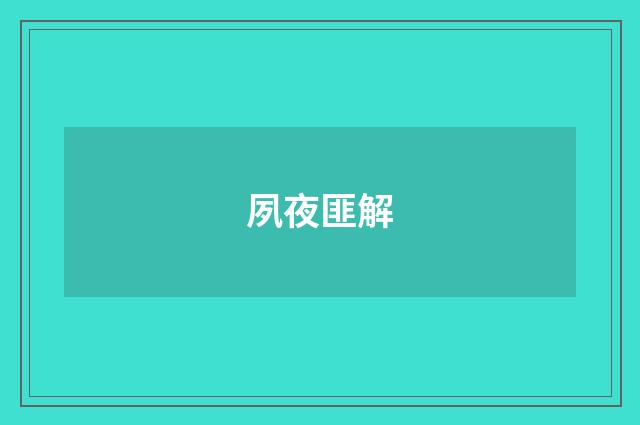 夙夜匪解