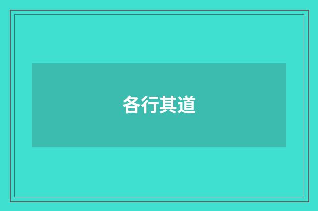 各行其道
