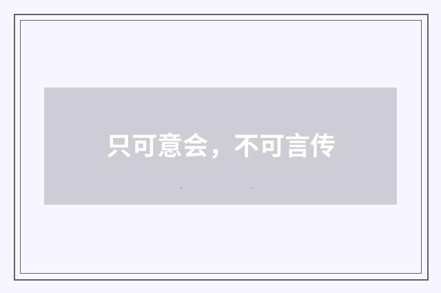 只可意会，不可言传