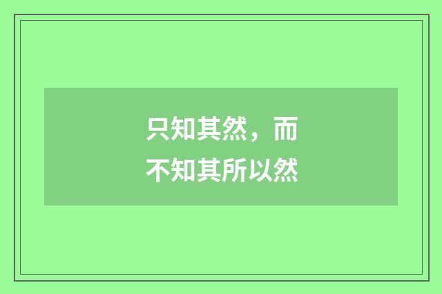 只知其然，而不知其所以然