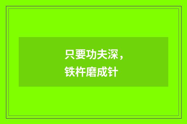 只要功夫深，铁杵磨成针