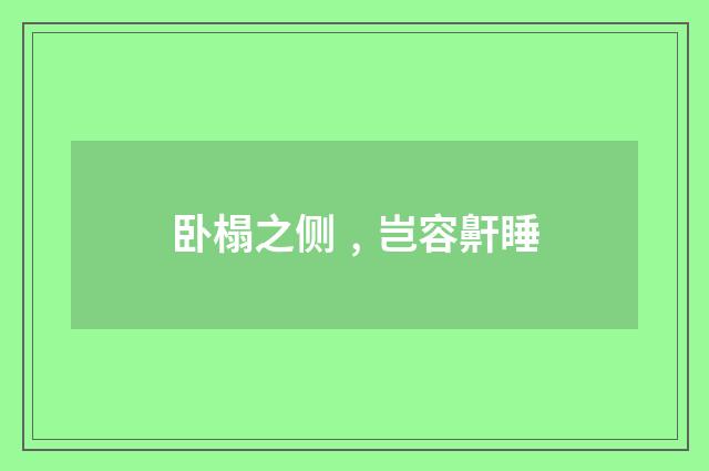 卧榻之侧﹐岂容鼾睡