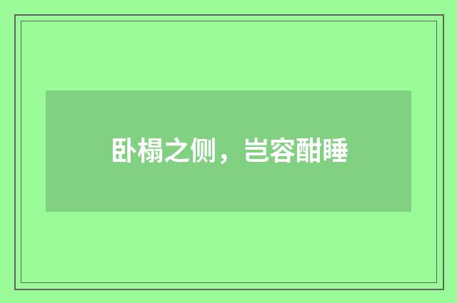 卧榻之侧，岂容酣睡