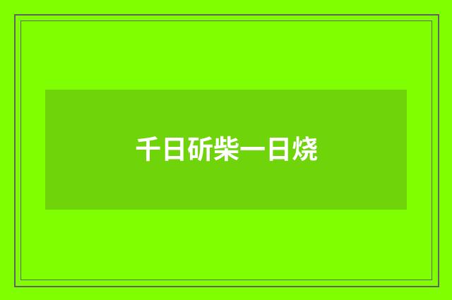 千日斫柴一日烧