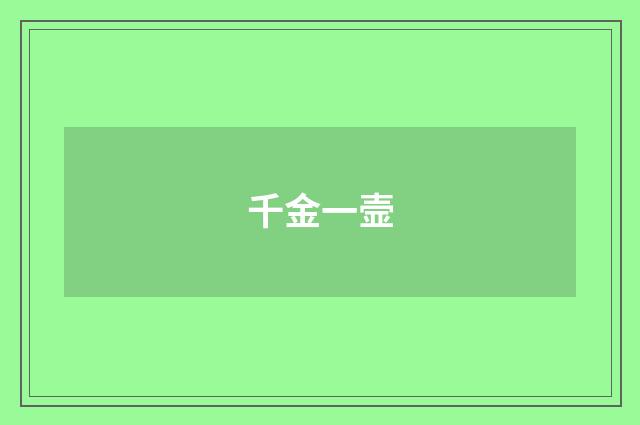 千金一壸