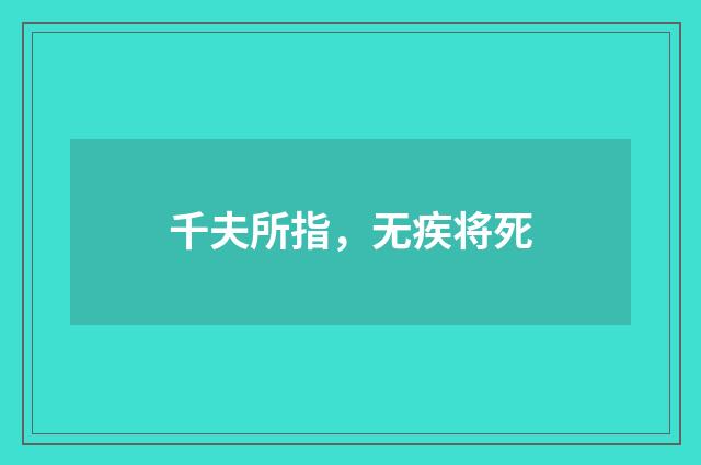 千夫所指，无疾将死