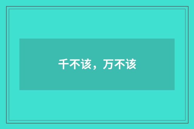 千不该，万不该