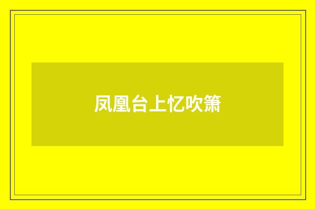 凤凰台上忆吹箫