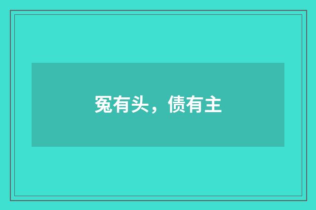 冤有头，债有主
