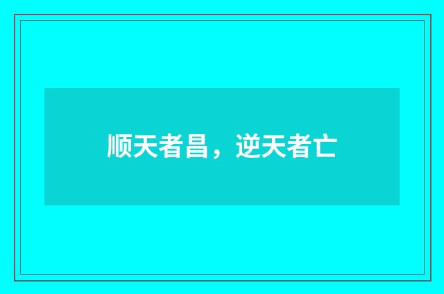 顺天者昌，逆天者亡