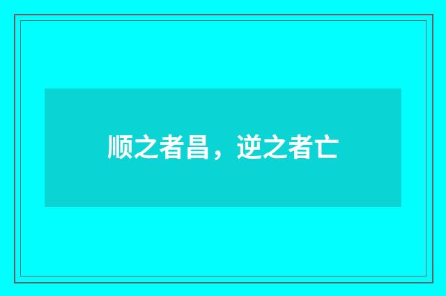 顺之者昌，逆之者亡
