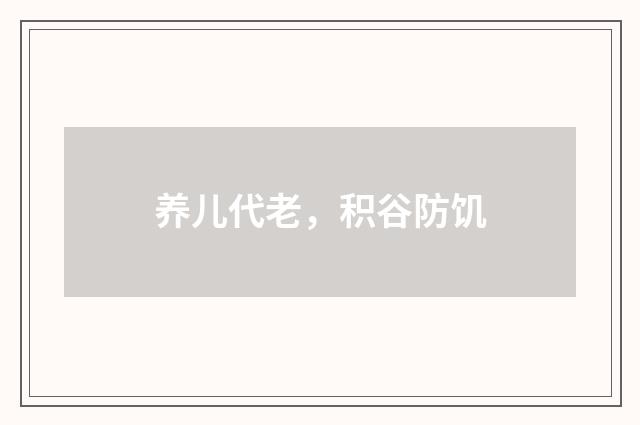 养儿代老，积谷防饥