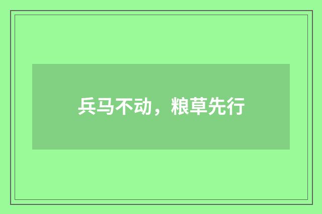 兵马不动，粮草先行
