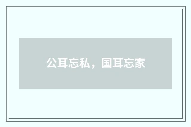 公耳忘私，国耳忘家