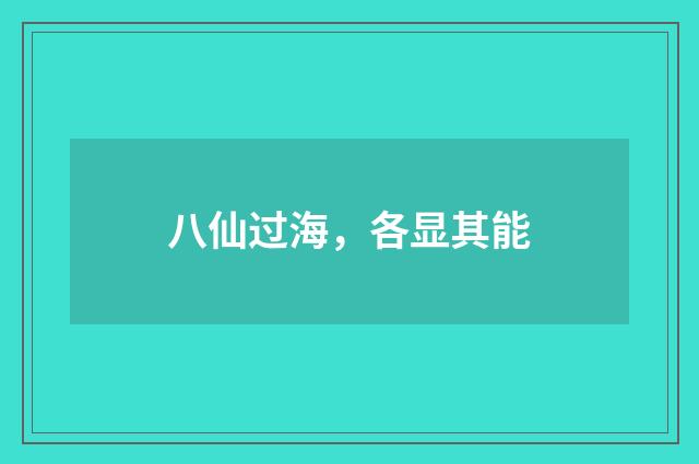 八仙过海，各显其能
