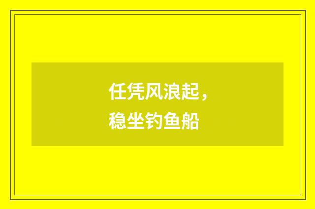 任凭风浪起，稳坐钓鱼船