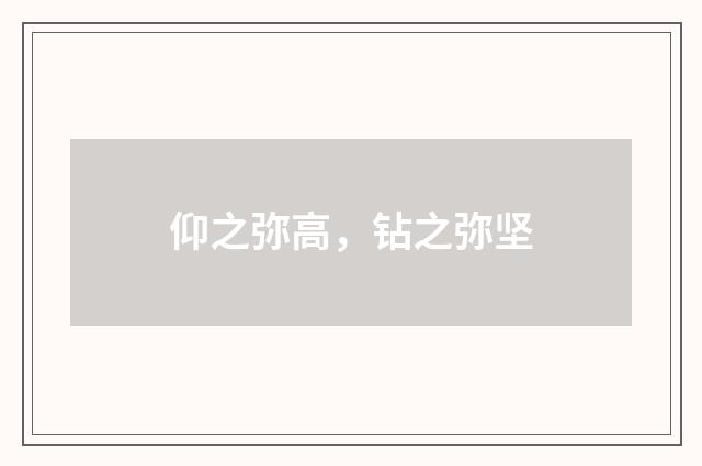 仰之弥高，钻之弥坚