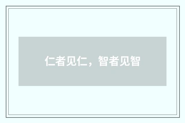 仁者见仁，智者见智