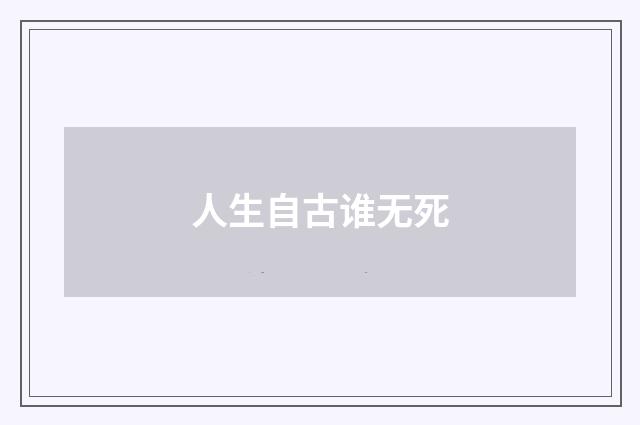 人生自古谁无死