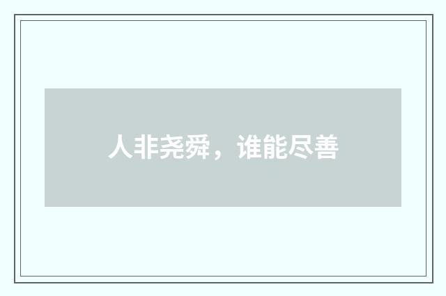人非尧舜，谁能尽善