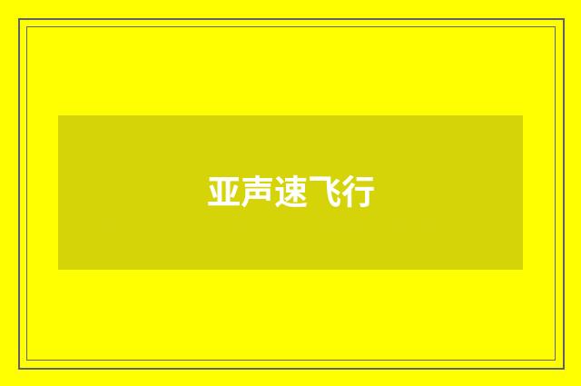 亚声速飞行