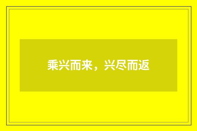 乘兴而来，兴尽而返