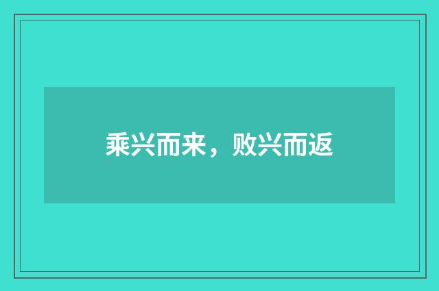 乘兴而来，败兴而返