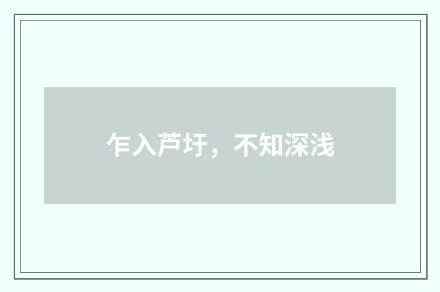 乍入芦圩，不知深浅