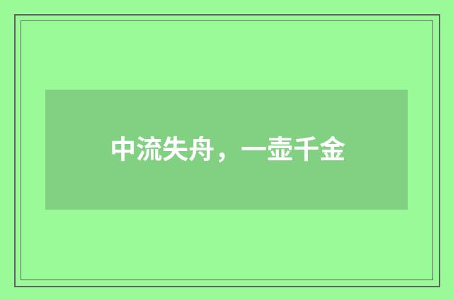 中流失舟，一壶千金