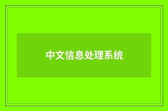 中文信息处理系统
