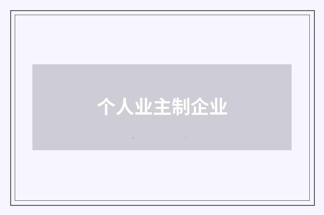 个人业主制企业