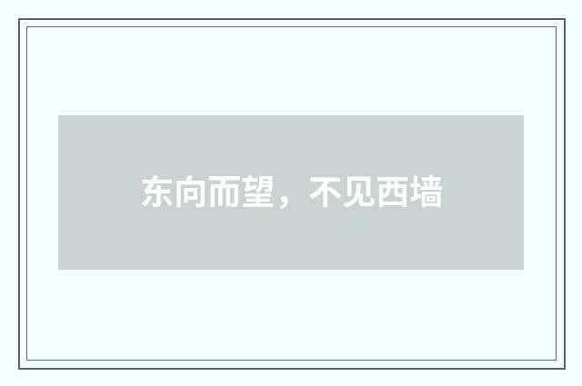 东向而望，不见西墙