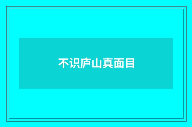 不识庐山真面目
